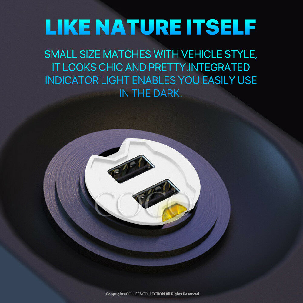 White Universal Dual USB Car Charger Adapter - Eastlakes Electronics