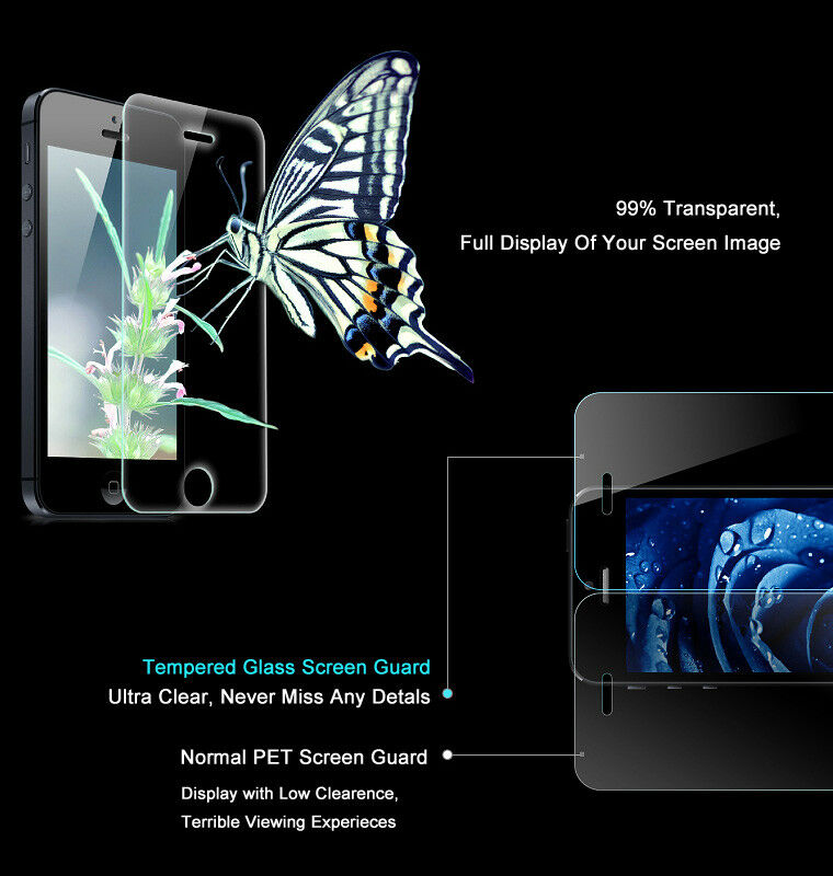 [2 Pack] Scratch Resist Tempered Glass Screen Protector for Apple iPhone 5/ 5S/ 5C/ SE - Eastlakes Electronics
