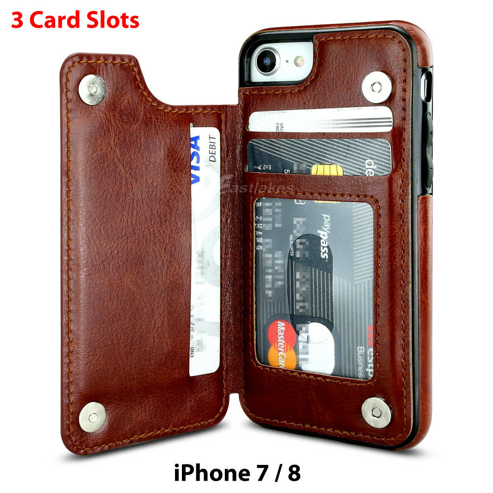 Magnetic Flip Leather Wallet Case for iPhone - Eastlakes Electronics