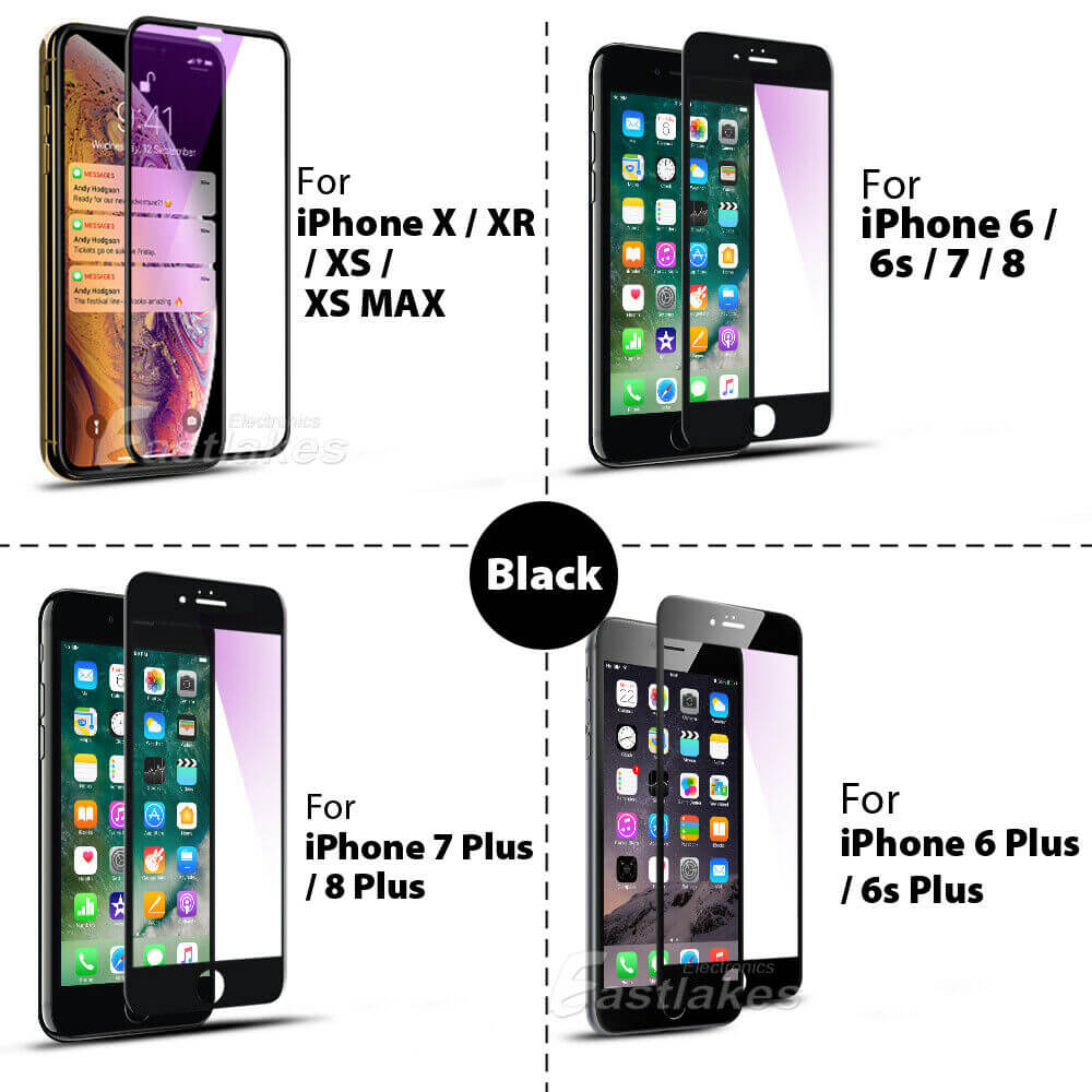 [2 Pack] 6D Apple iPhone 11 Pro XS Max XR SE 8 7 Plus Tempered Glass Screen Protector - Eastlakes Electronics