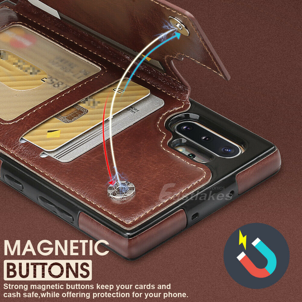 Magnetic Leather Wallet Case for Samsung S22 S21 S20 Note 20 Note 10 Series - Eastlakes Electronics