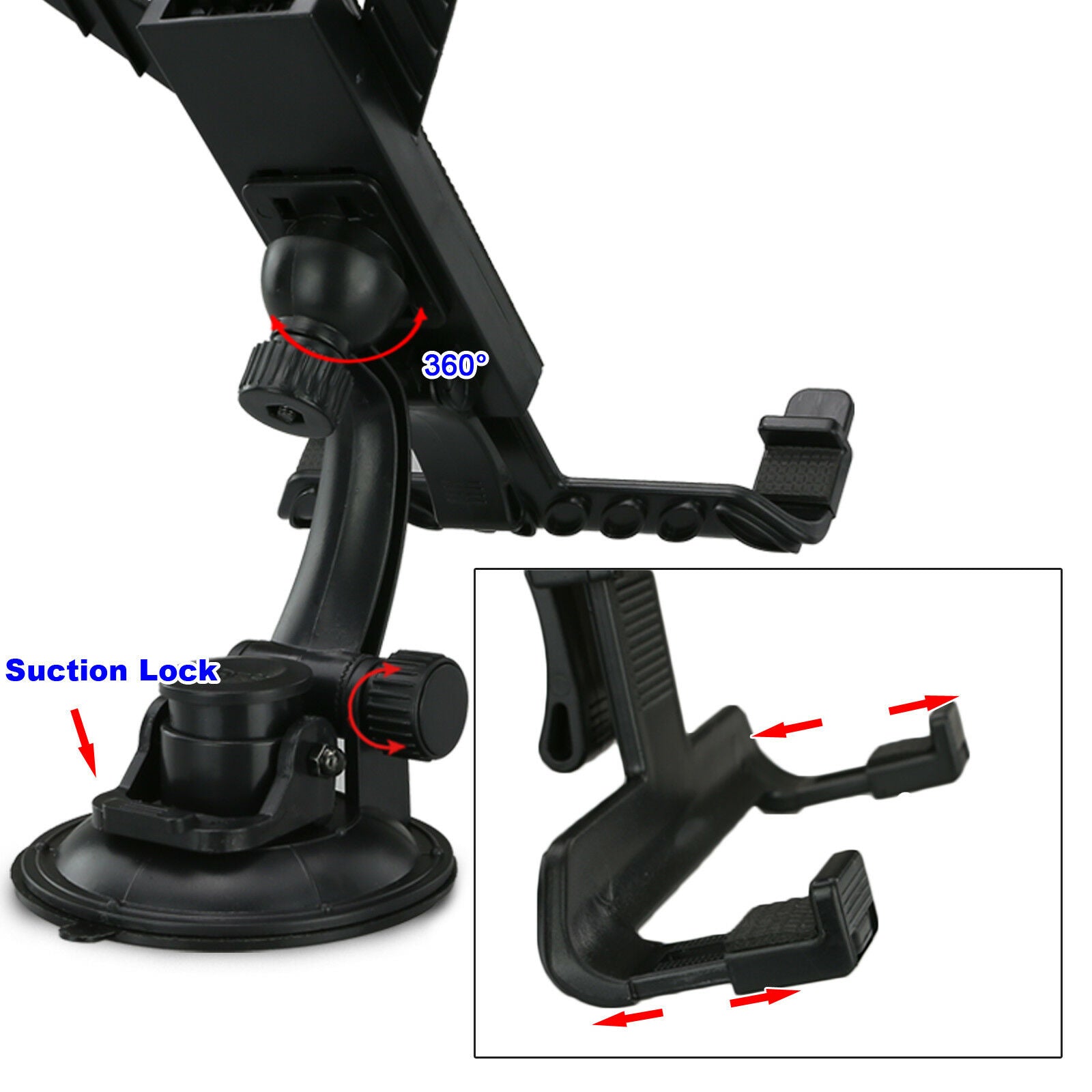 Universal 360° Car Seat Headrest Windshield Mount Car Holder for 8-12" Tablet - Eastlakes Electronics