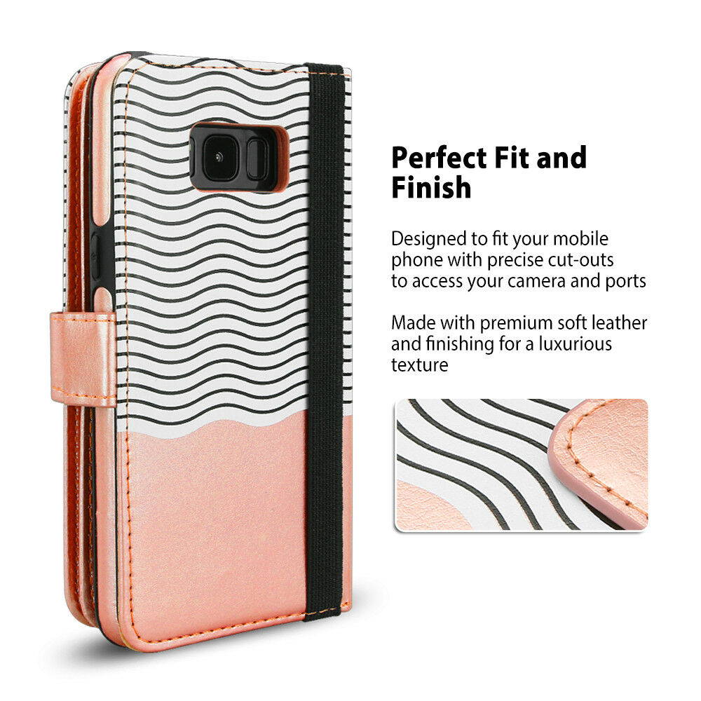 Rose Gold Leather Wallet Case for Samsung Galaxy S20 Ultra S10 S9 Plus - Eastlakes Electronics