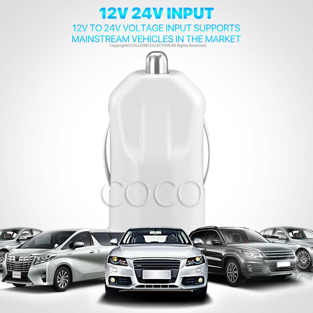 White Universal Dual USB Car Charger Adapter - Eastlakes Electronics