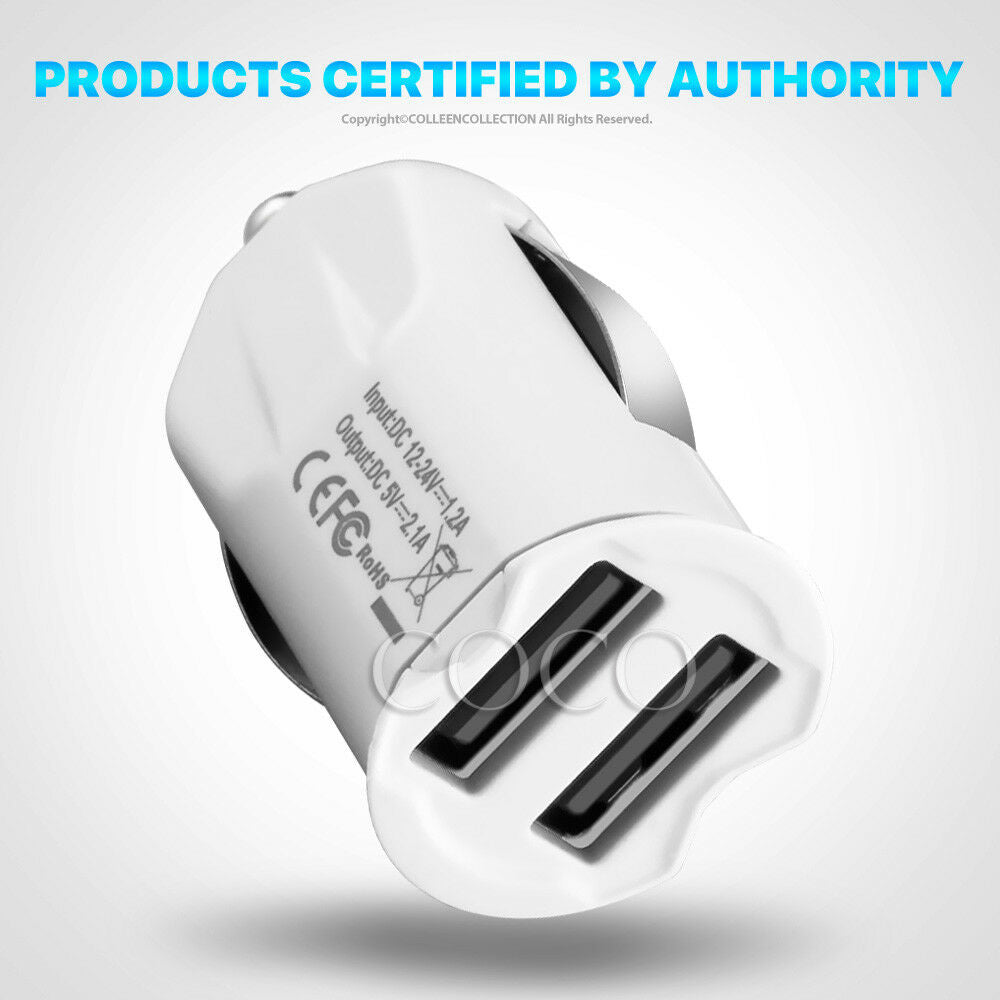 White Universal Dual USB Car Charger Adapter - Eastlakes Electronics