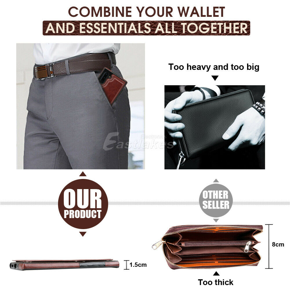 Magnetic Leather Wallet Case for Samsung S22 S21 S20 Note 20 Note 10 Series - Eastlakes Electronics