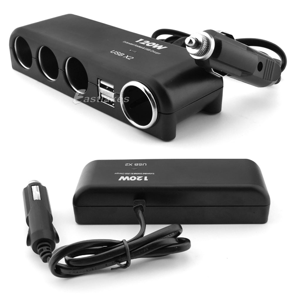 4 Port Cigarette Lighter Socket Hub with Dual USB Ports - Eastlakes Electronics