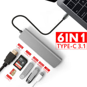 6-in-1 USB-C Type C HDMI USB 3.0 HUB Extension Adapter Hub - Eastlakes Electronics