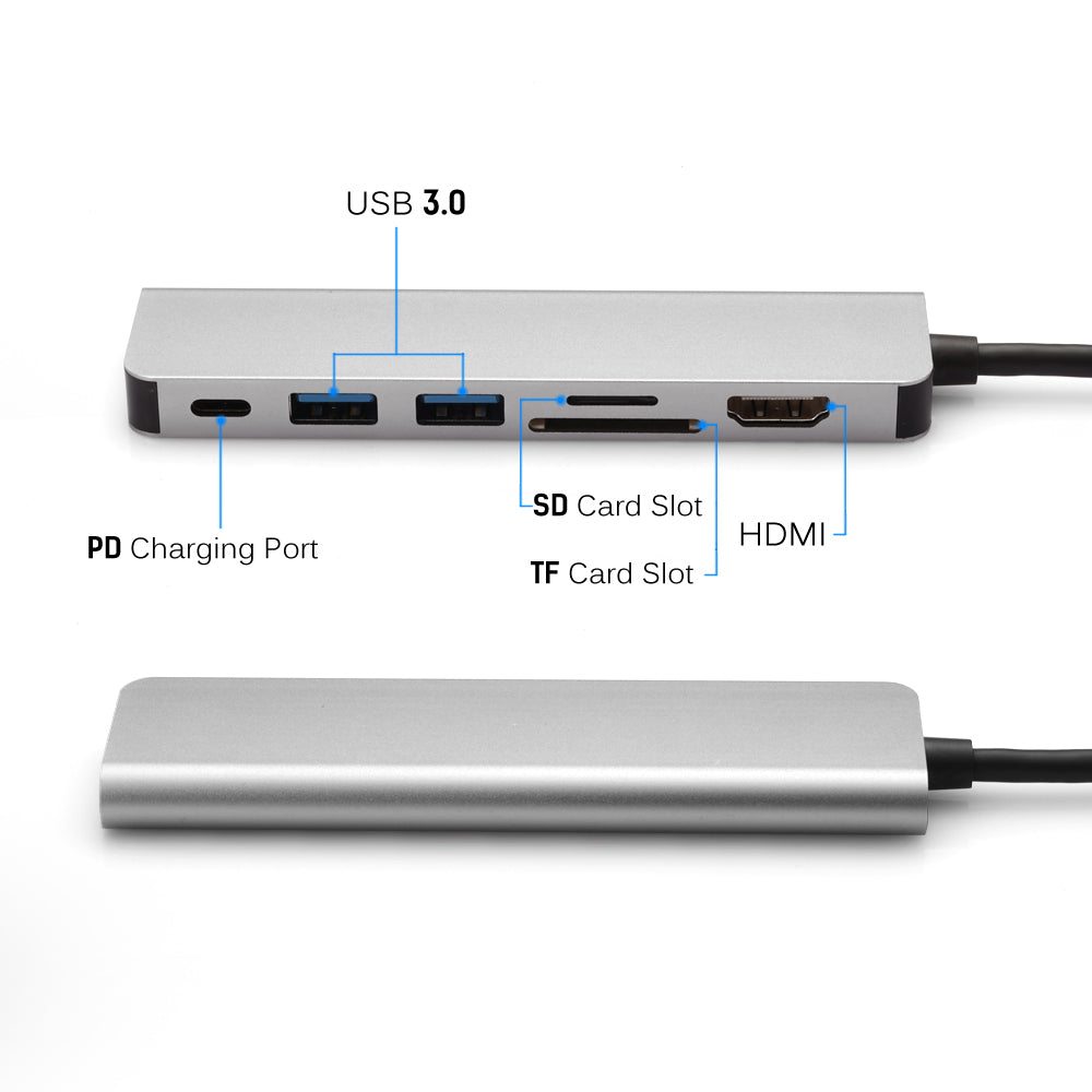 6-in-1 USB-C Type C HDMI USB 3.0 HUB Extension Adapter Hub - Eastlakes Electronics