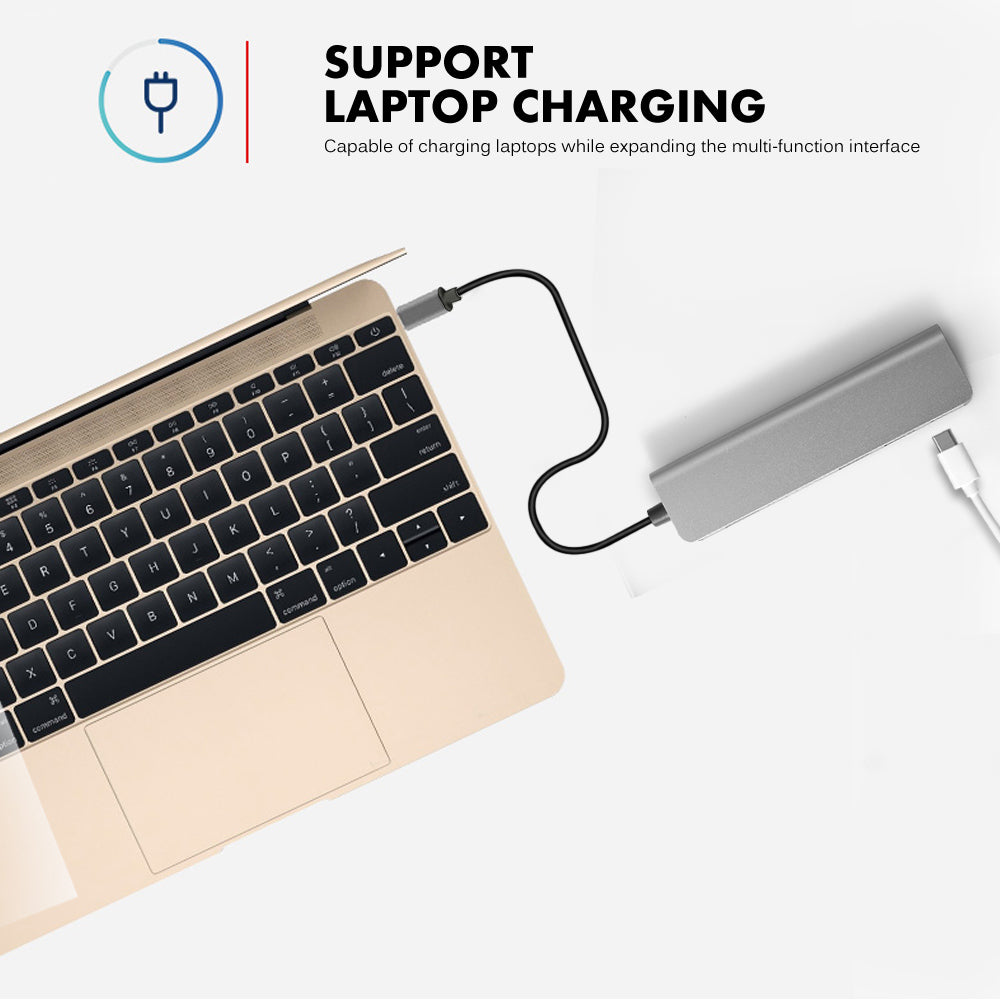 6-in-1 USB-C Type C HDMI USB 3.0 HUB Extension Adapter Hub - Eastlakes Electronics