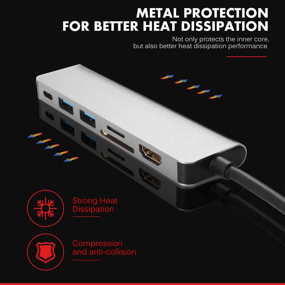 6-in-1 USB-C Type C HDMI USB 3.0 HUB Extension Adapter Hub - Eastlakes Electronics