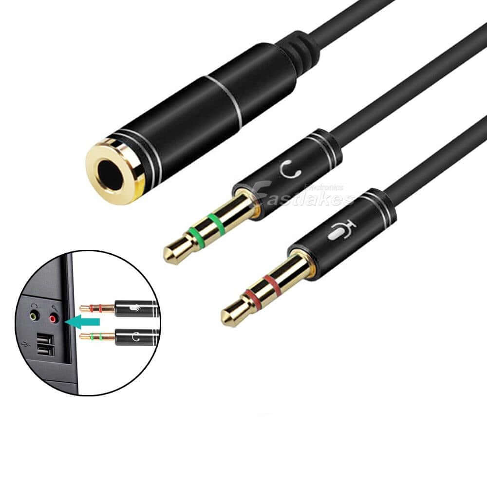 3.5mm AUX Audio/ Microphone stereo Splitter Cable Adapter - Eastlakes Electronics