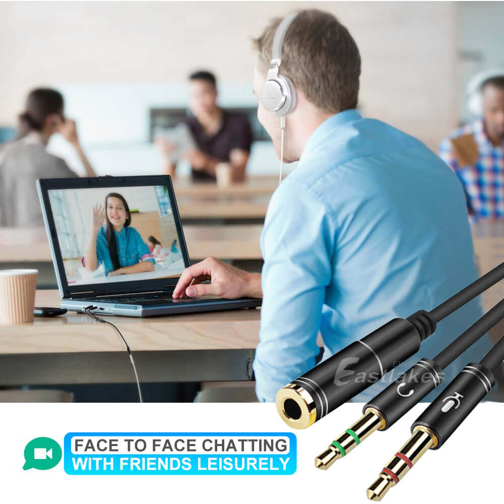 3.5mm AUX Audio/ Microphone stereo Splitter Cable Adapter - Eastlakes Electronics