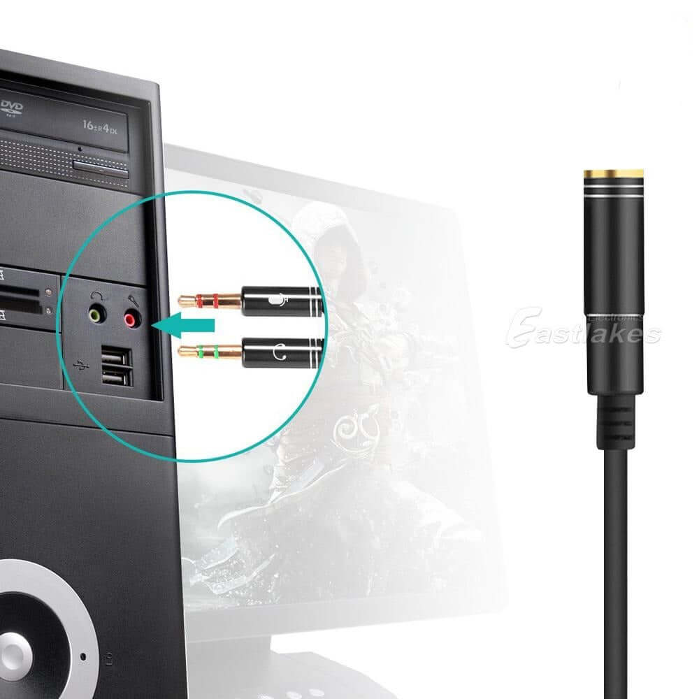 3.5mm AUX Audio/ Microphone stereo Splitter Cable Adapter - Eastlakes Electronics