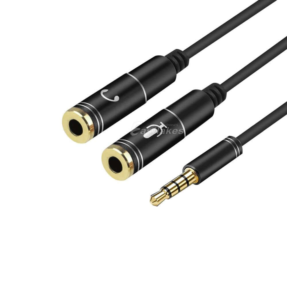 3.5mm AUX Cable Audio MIC Splitter Headphone Earphone Adapter Male to Female - Eastlakes Electronics
