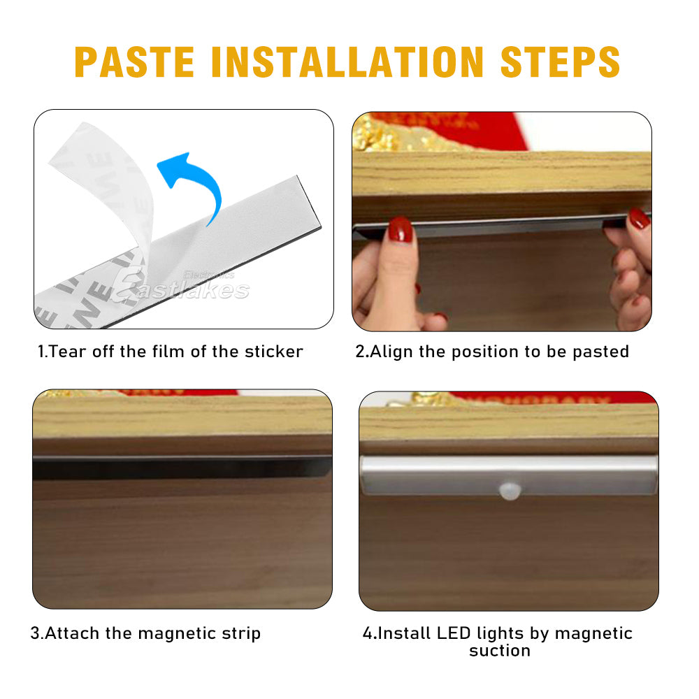 LED Wireless Smart PIR Motion Sensor LED Light Strip Bar Battery Cabinet Stairs - Eastlakes Electronics Australia