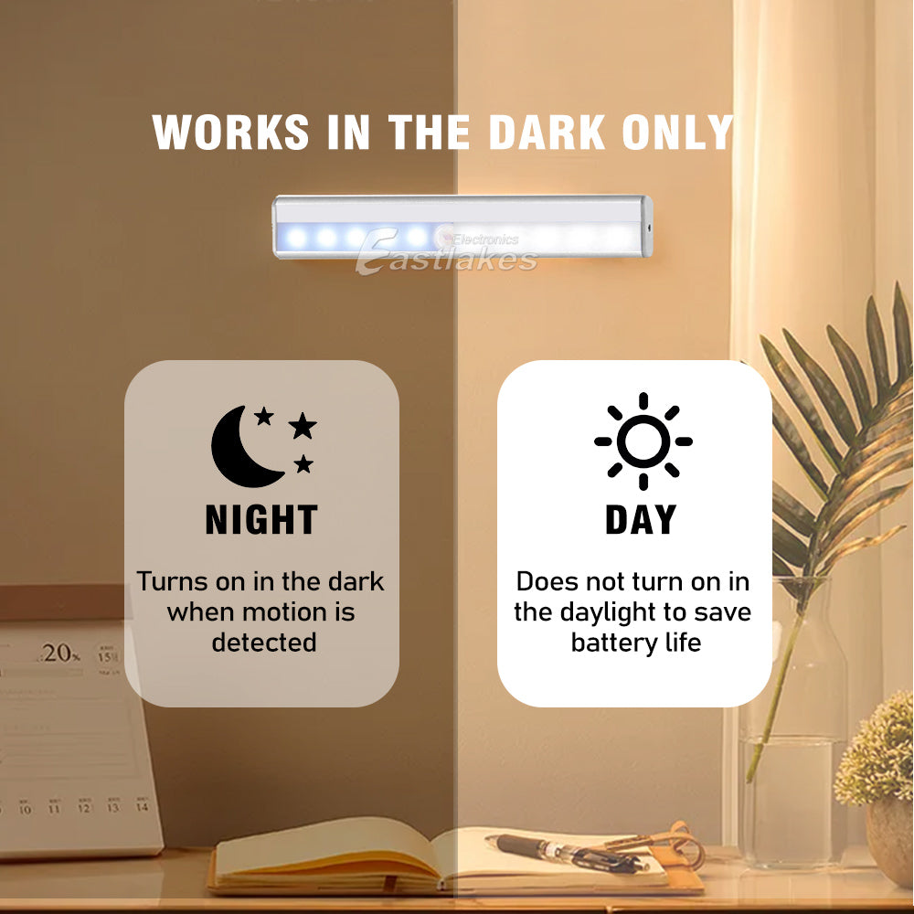 LED Wireless Smart PIR Motion Sensor LED Light Strip Bar Battery Cabinet Stairs - Eastlakes Electronics Australia