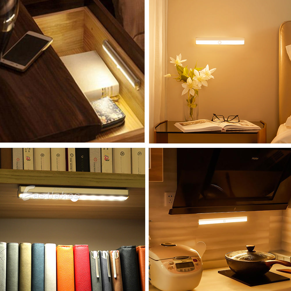 LED Wireless Smart PIR Motion Sensor LED Light Strip Bar Battery Cabinet Stairs - Eastlakes Electronics Australia