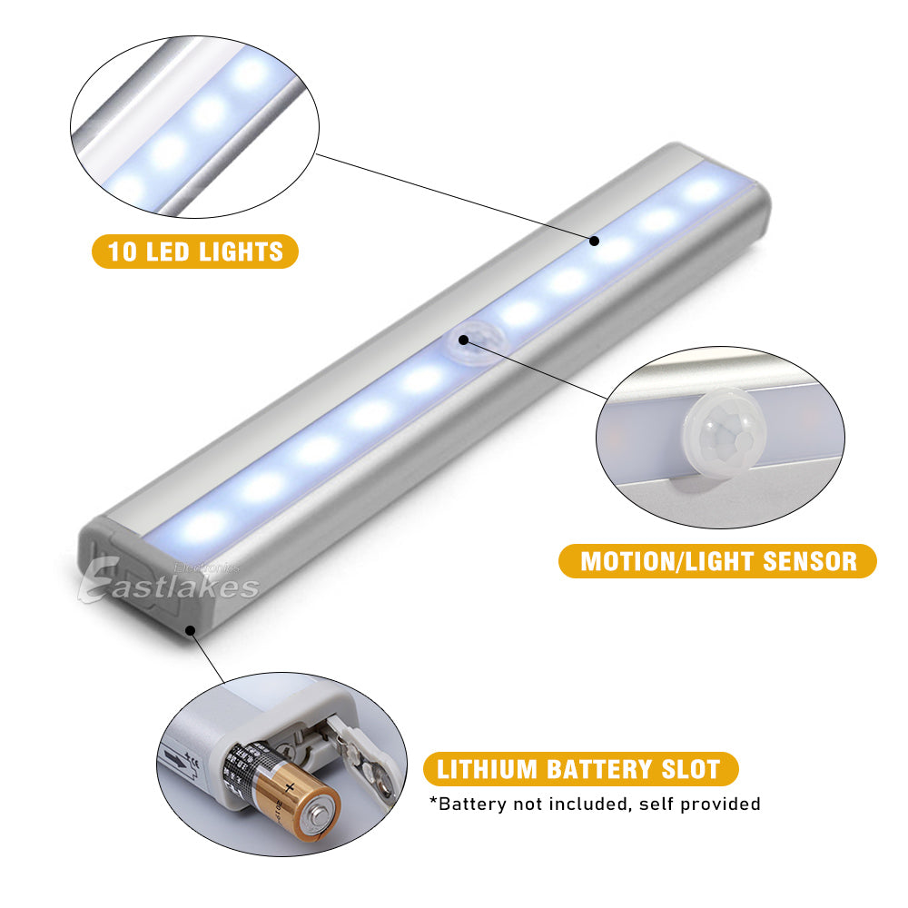 LED Wireless Smart PIR Motion Sensor LED Light Strip Bar Battery Cabinet Stairs - Eastlakes Electronics Australia