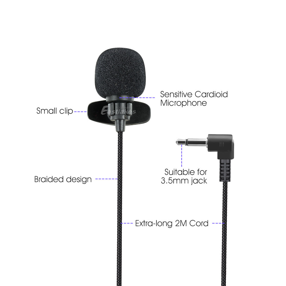 3.5mm AUX Lapel Mic Clip-on Mini Microphone - Eastlakes Electronics