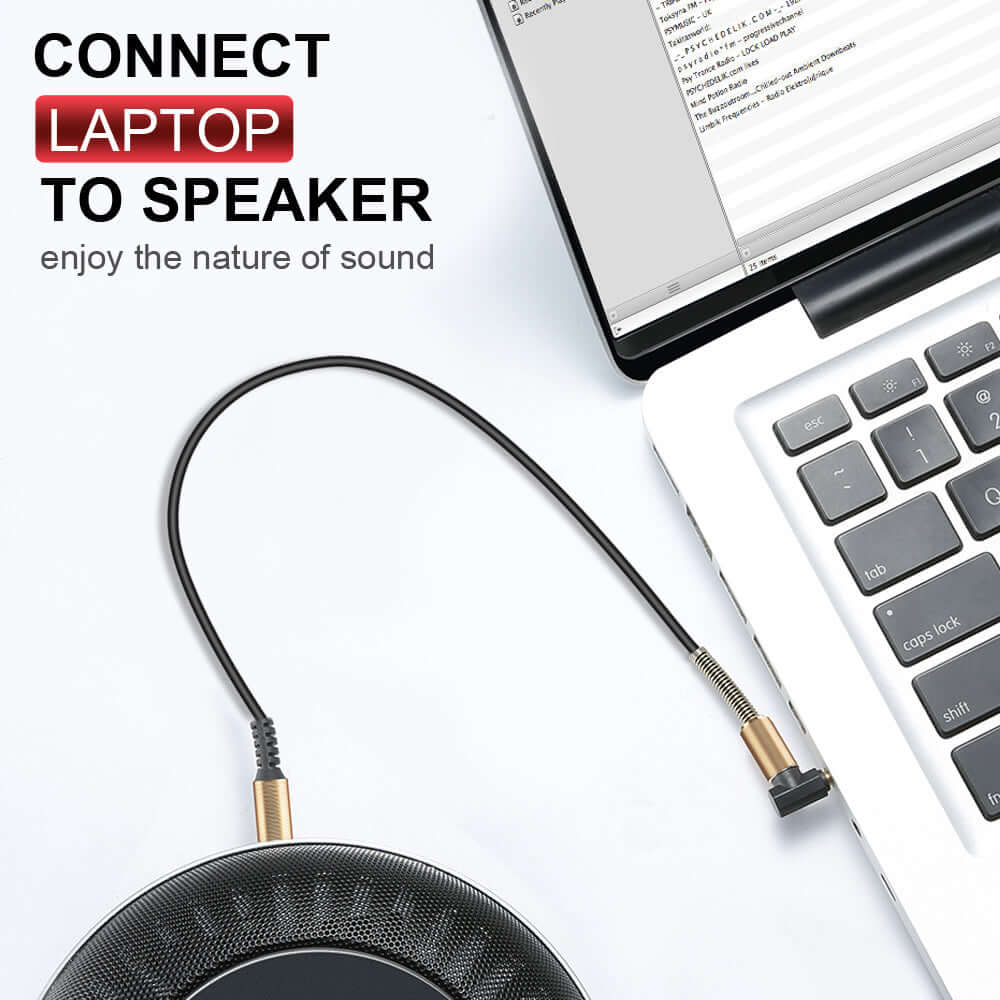 90 Degree 3.5mm AUX Male to Male Stereo Audio Cable - Eastlakes Electronics