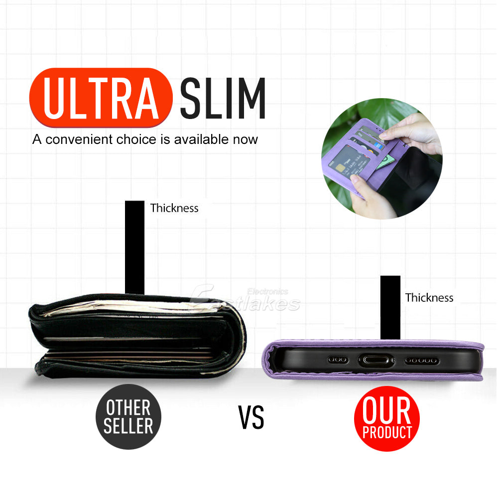 Floral Embossed Leather Wallet Case for iPhone 12 mini 11 Pro Max X XS XR - Eastlakes Electronics