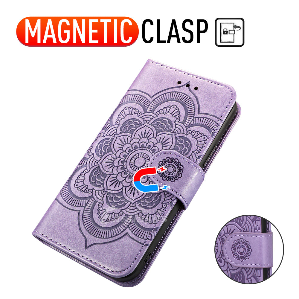 Floral Embossed Leather Wallet Case for iPhone 12 mini 11 Pro Max X XS XR - Eastlakes Electronics