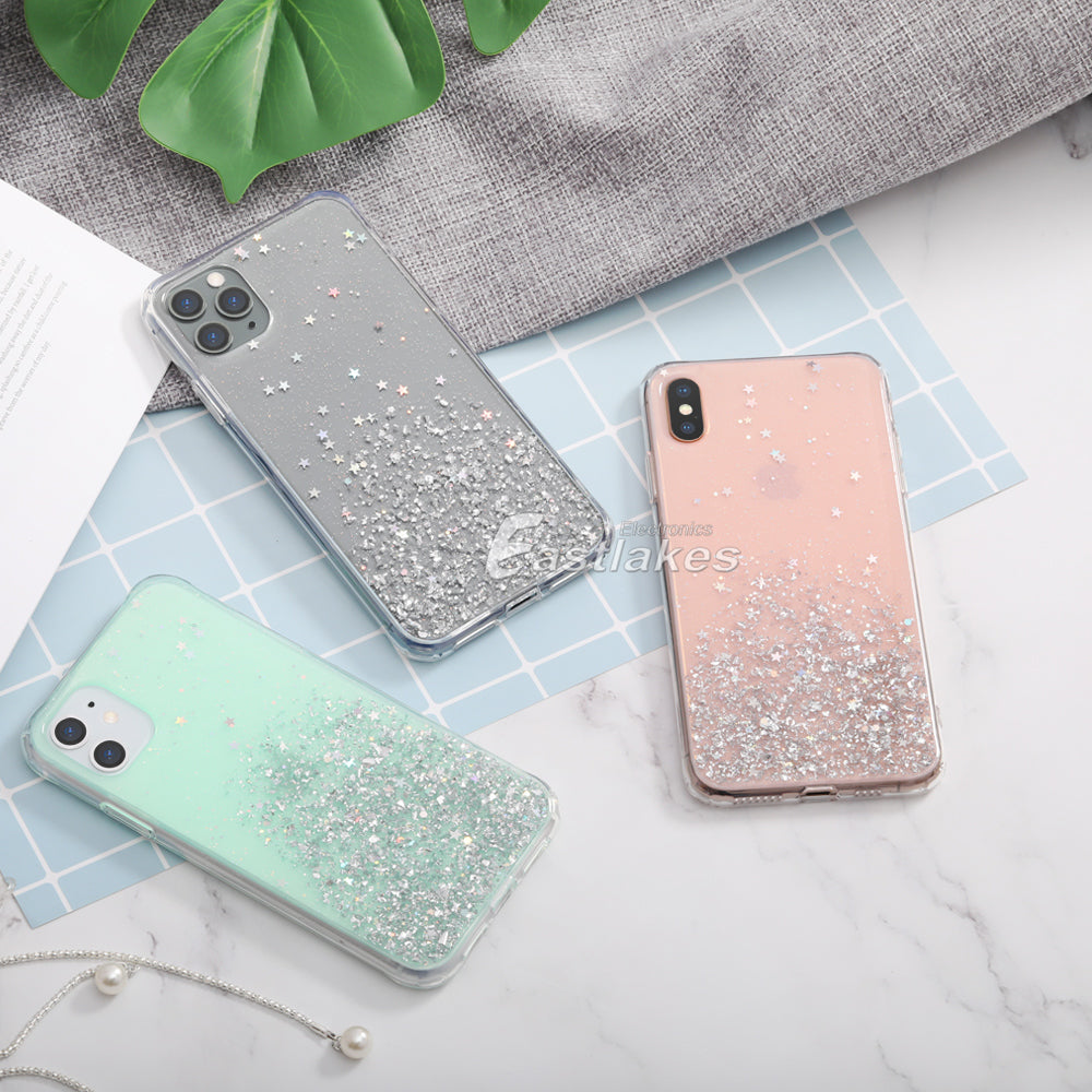 Gradient Glitter Clear Silicone Case for Apple iPhone 14 13 12 11 Pro Max Plus X XS - Eastlakes Electronics