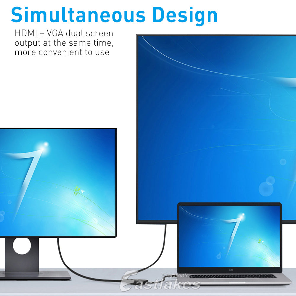 USB 3.0 To HDMI+VGA Dual Output Video Converter Adapter - Eastlakes Electronics