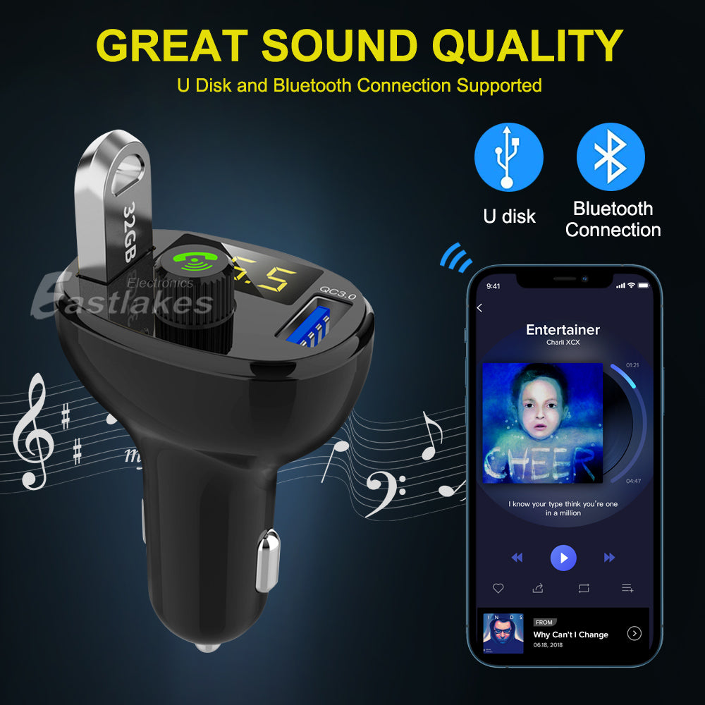 Bluetooth FM Transmitter Car Kit With USB Charger - Eastlakes Electronics