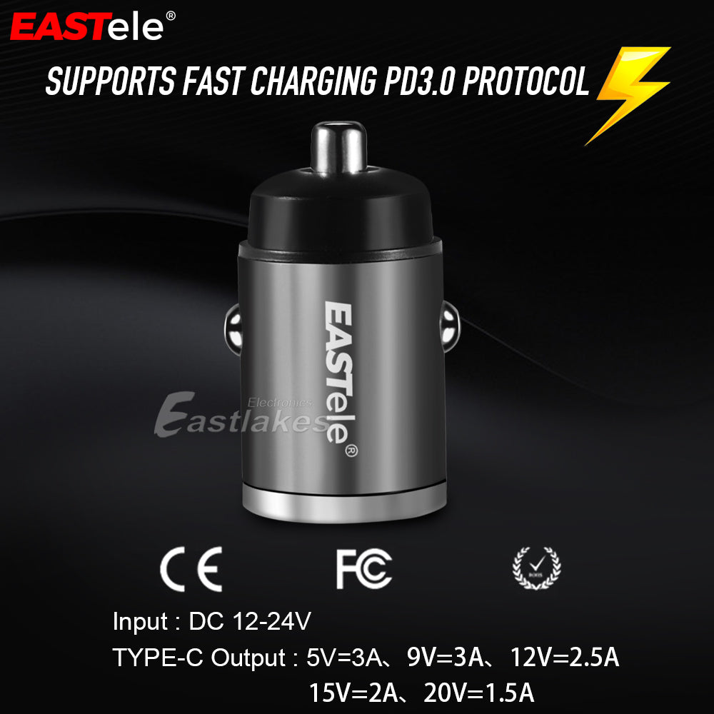 Compact USB-C Fast Car Charger - Eastlakes Electronics