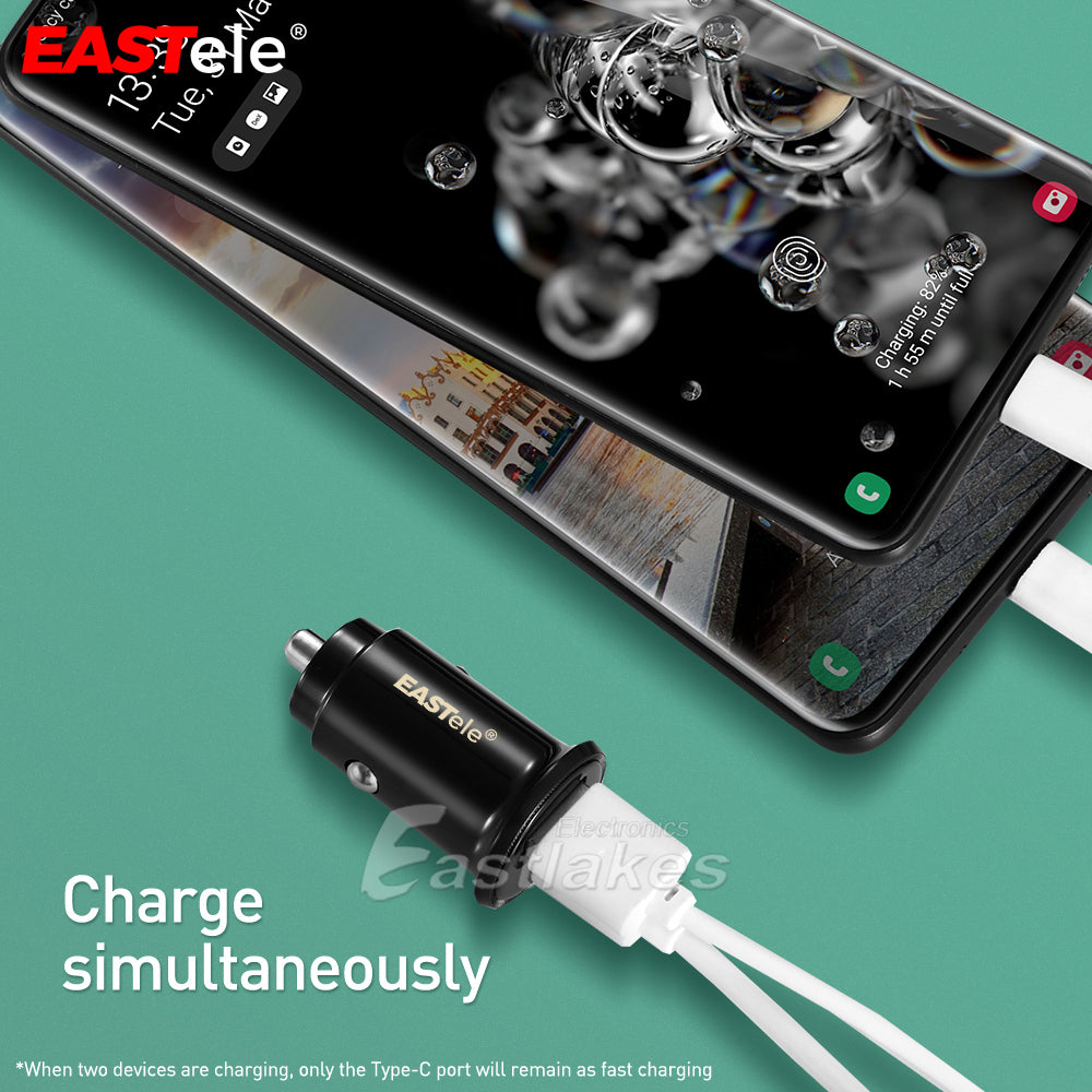 Dual USB+Type-C Fast Charging Car Charger - Eastlakes Electronics