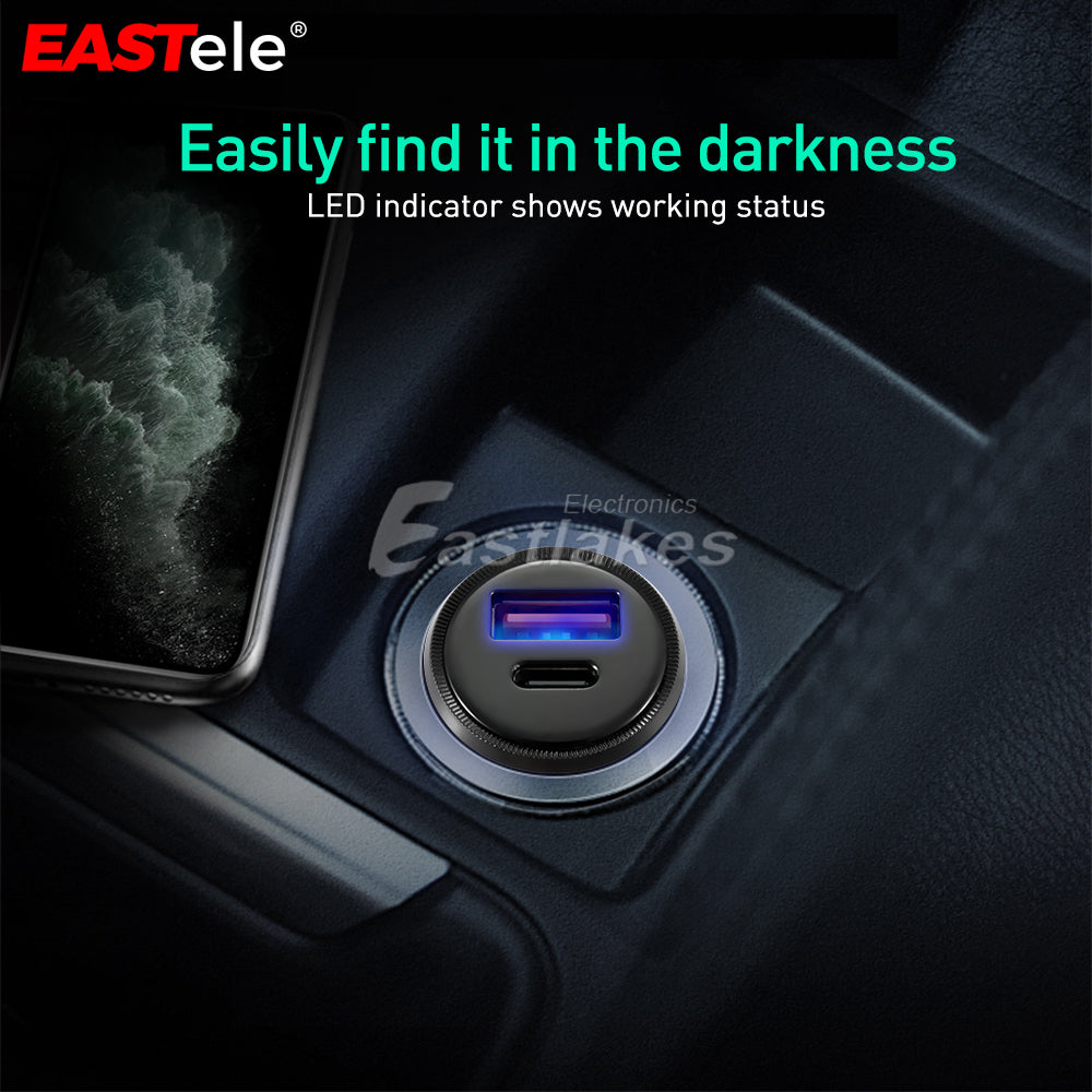 Dual USB+Type-C Fast Charging Car Charger - Eastlakes Electronics