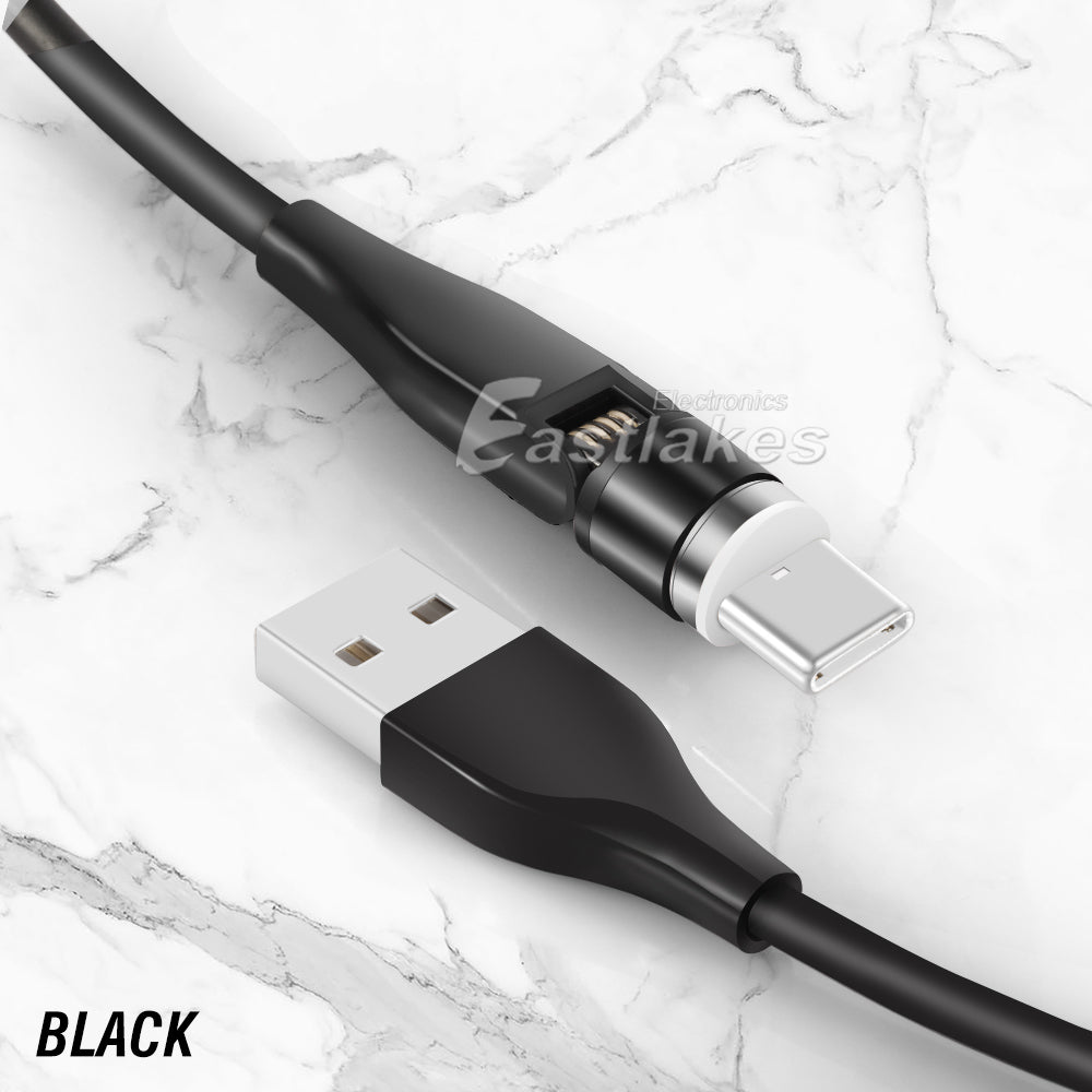 540° Rotate & Spin Magnetic Interface Fast Charge USB-C Type-C Data Charger Cable - Eastlakes Electronics