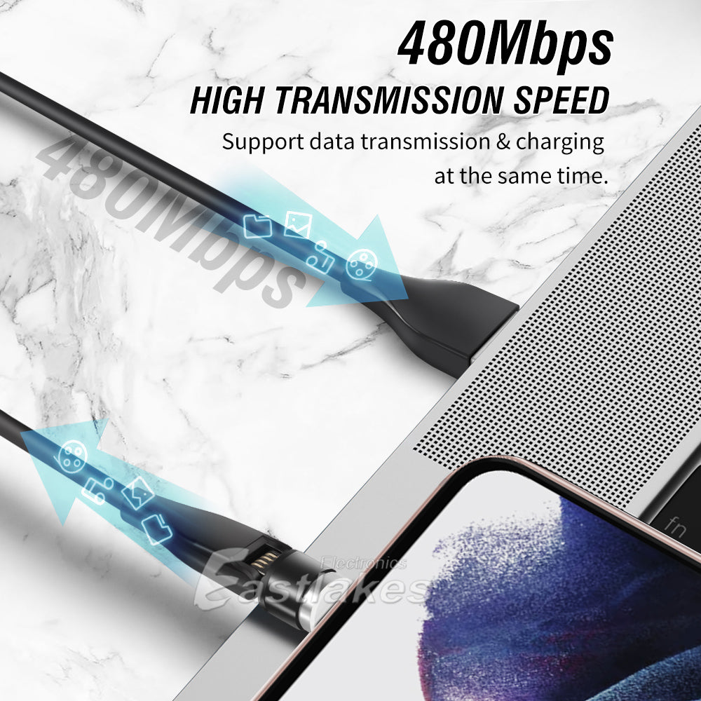 540° Rotate & Spin Magnetic Interface Fast Charge USB-C Type-C Data Charger Cable - Eastlakes Electronics