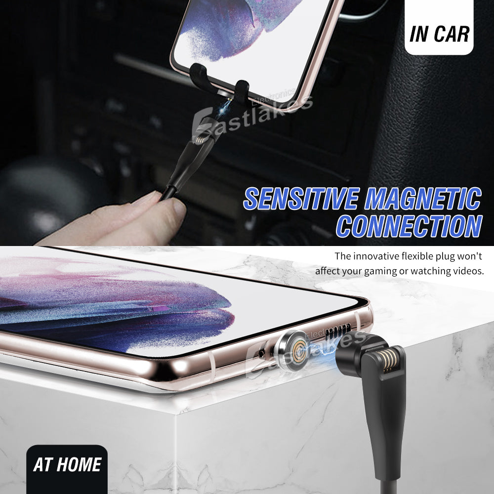 540° Rotate & Spin Magnetic Interface Fast Charge USB-C Type-C Data Charger Cable - Eastlakes Electronics
