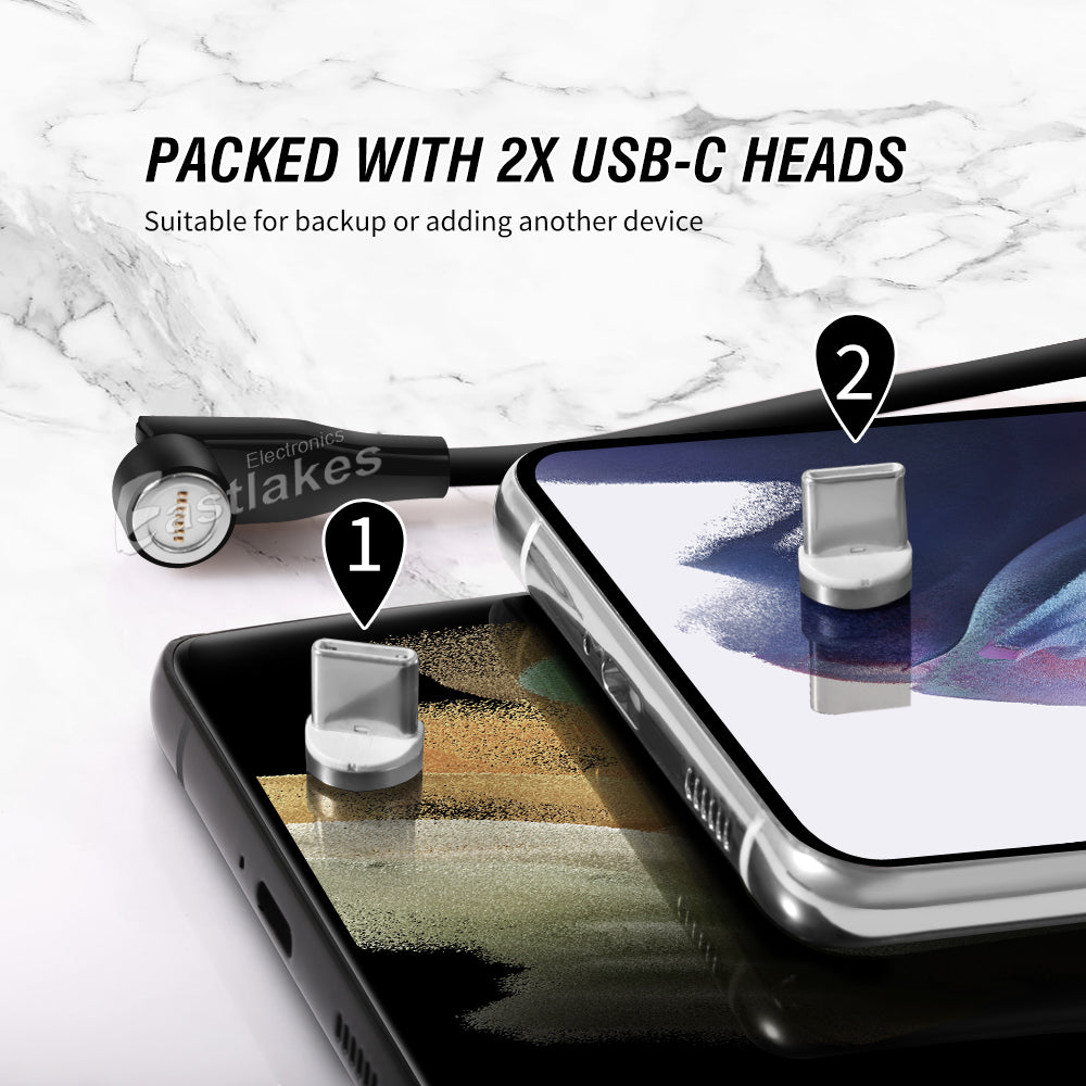 540° Rotate & Spin Magnetic Interface Fast Charge USB-C Type-C Data Charger Cable - Eastlakes Electronics