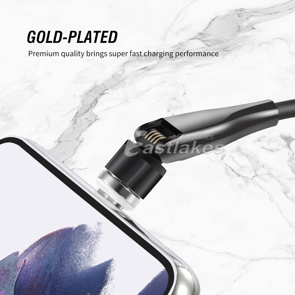 540° Rotate & Spin Magnetic Interface Fast Charge USB-C Type-C Data Charger Cable - Eastlakes Electronics