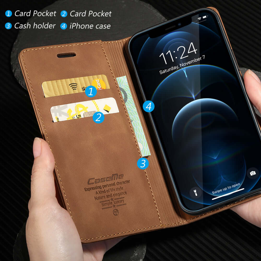 Retro Leather Wallet Card Case Cover For Apple iPhone 13 12 Pro Max mini - Eastlakes Electronics