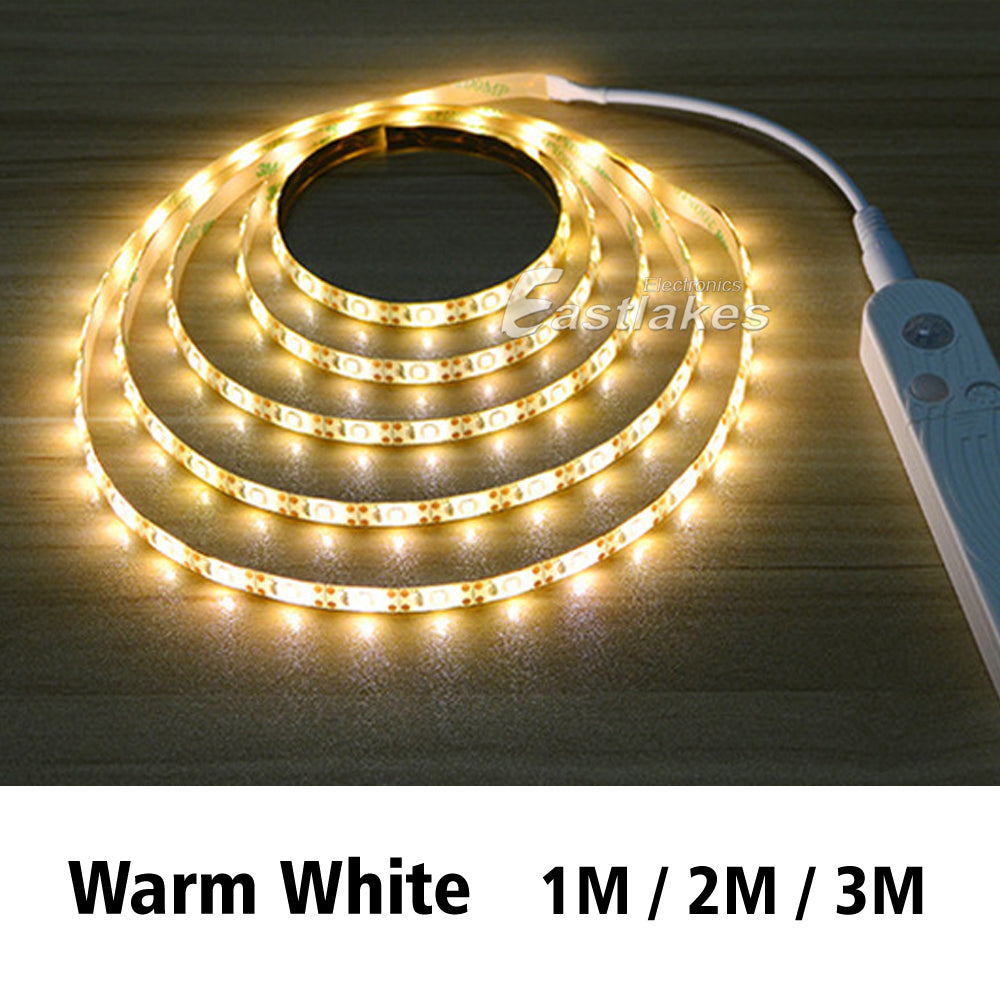 PIR Motion Sensor LED Strip Lights Wireless Rechargeable Warm Cool - Eastlakes Electronics Sydney