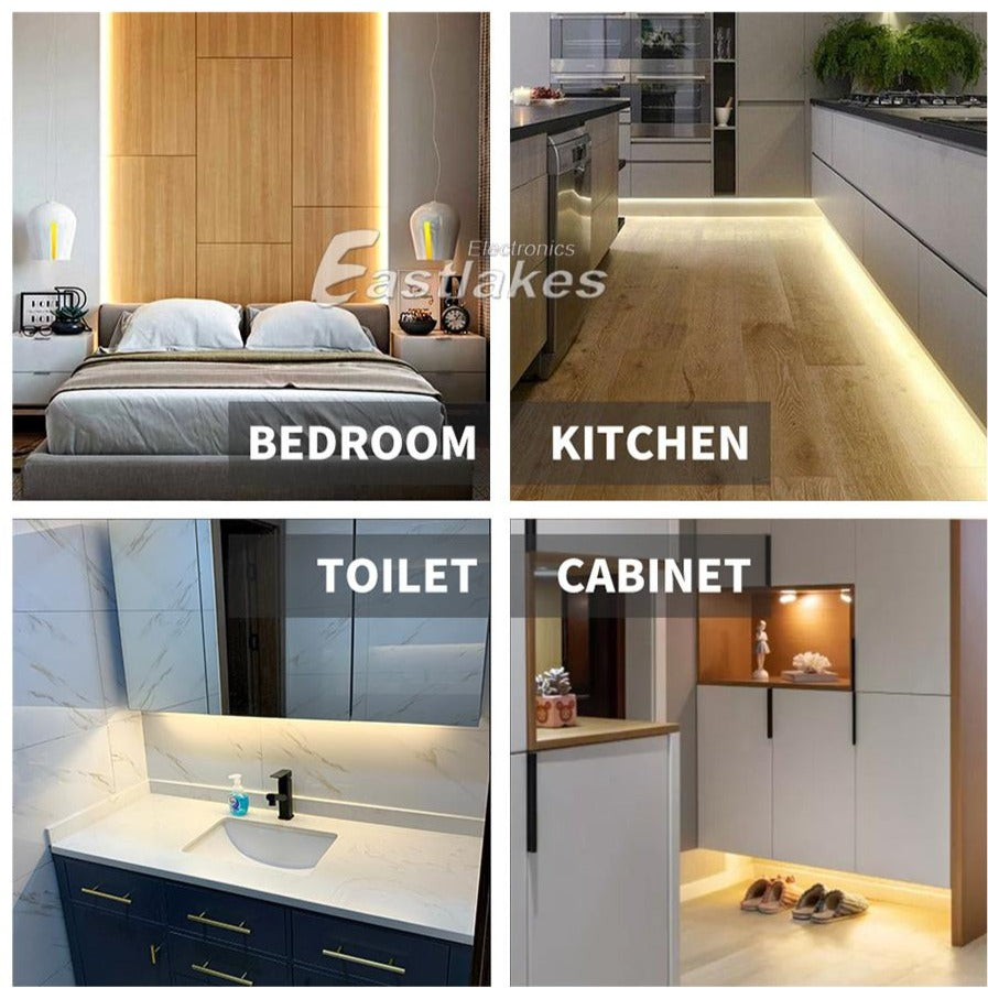 PIR Motion Sensor LED Strip Lights Wireless Rechargeable Warm Cool - Eastlakes Electronics Sydney