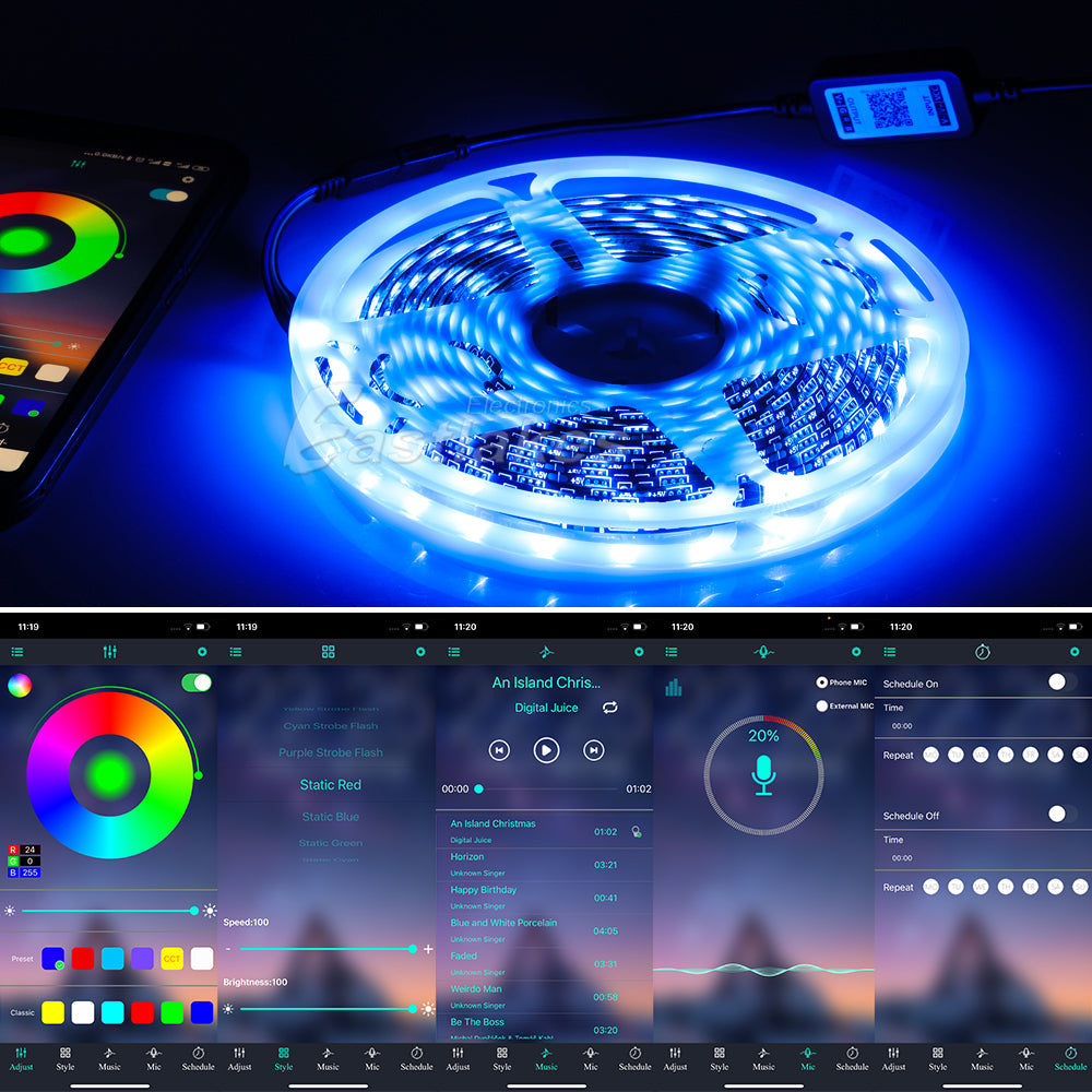 RGB Bluetooth LED Strip Lights - Eastlakes Electronics