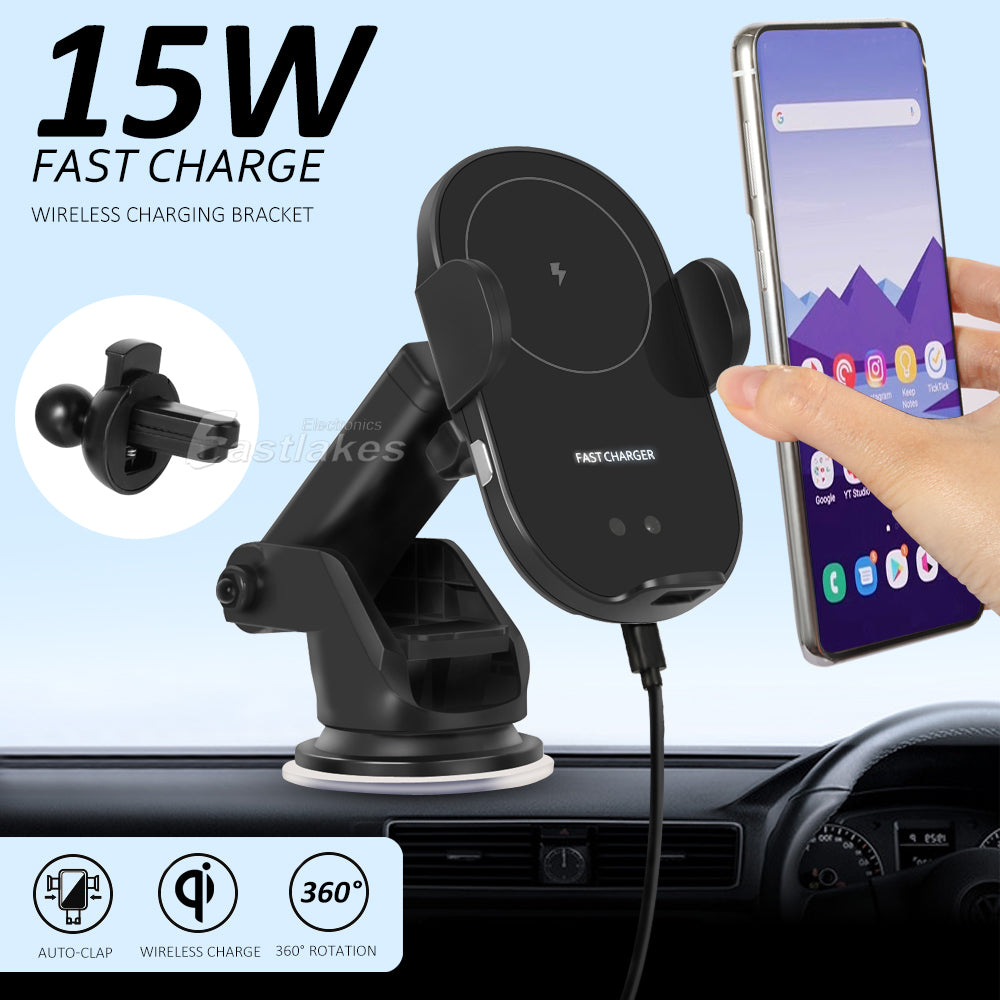 Automatic Clamping Wireless QI Car Charge Charger Mount Air Vent Phone Holder - Eastlakes Electronics
