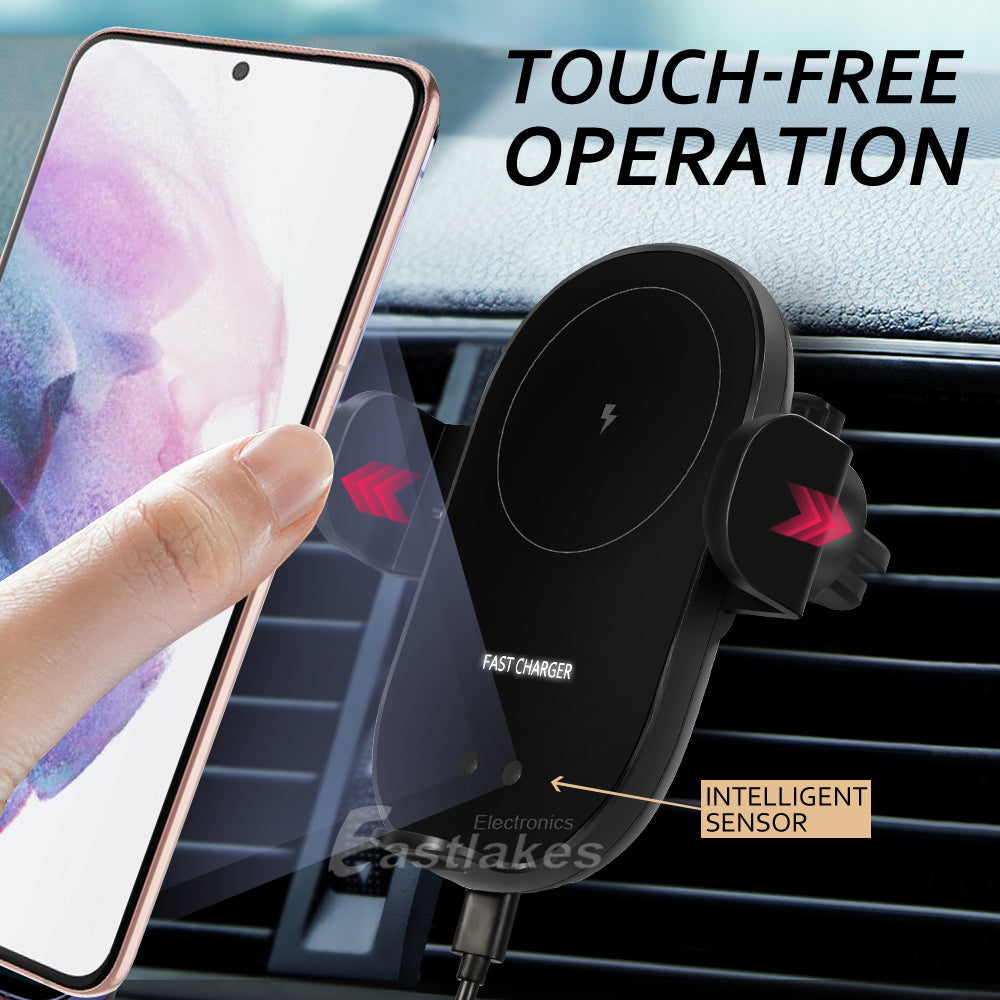 Automatic Clamping Wireless QI Car Charge Charger Mount Air Vent Phone Holder - Eastlakes Electronics