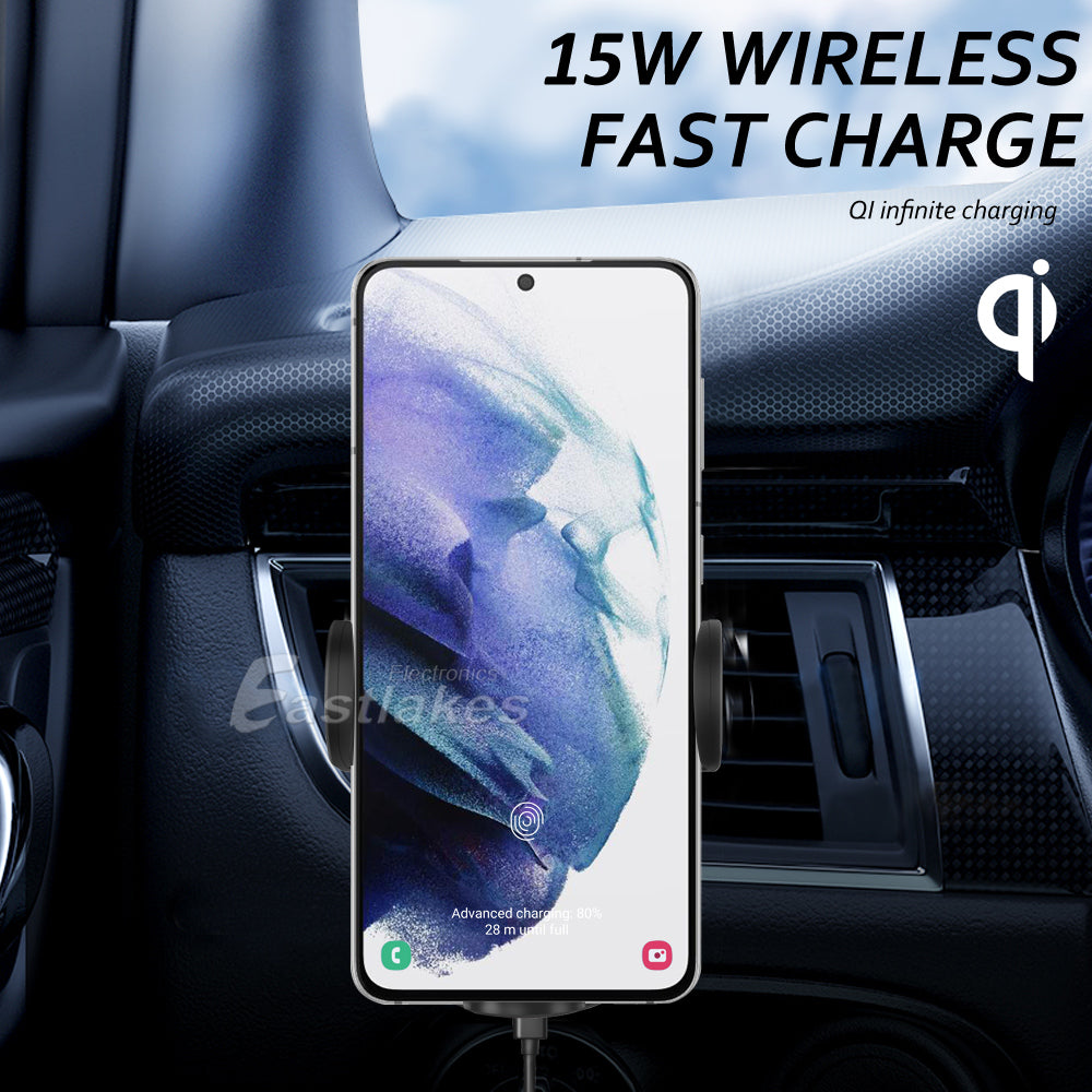 Automatic Clamping Wireless QI Car Charge Charger Mount Air Vent Phone Holder - Eastlakes Electronics