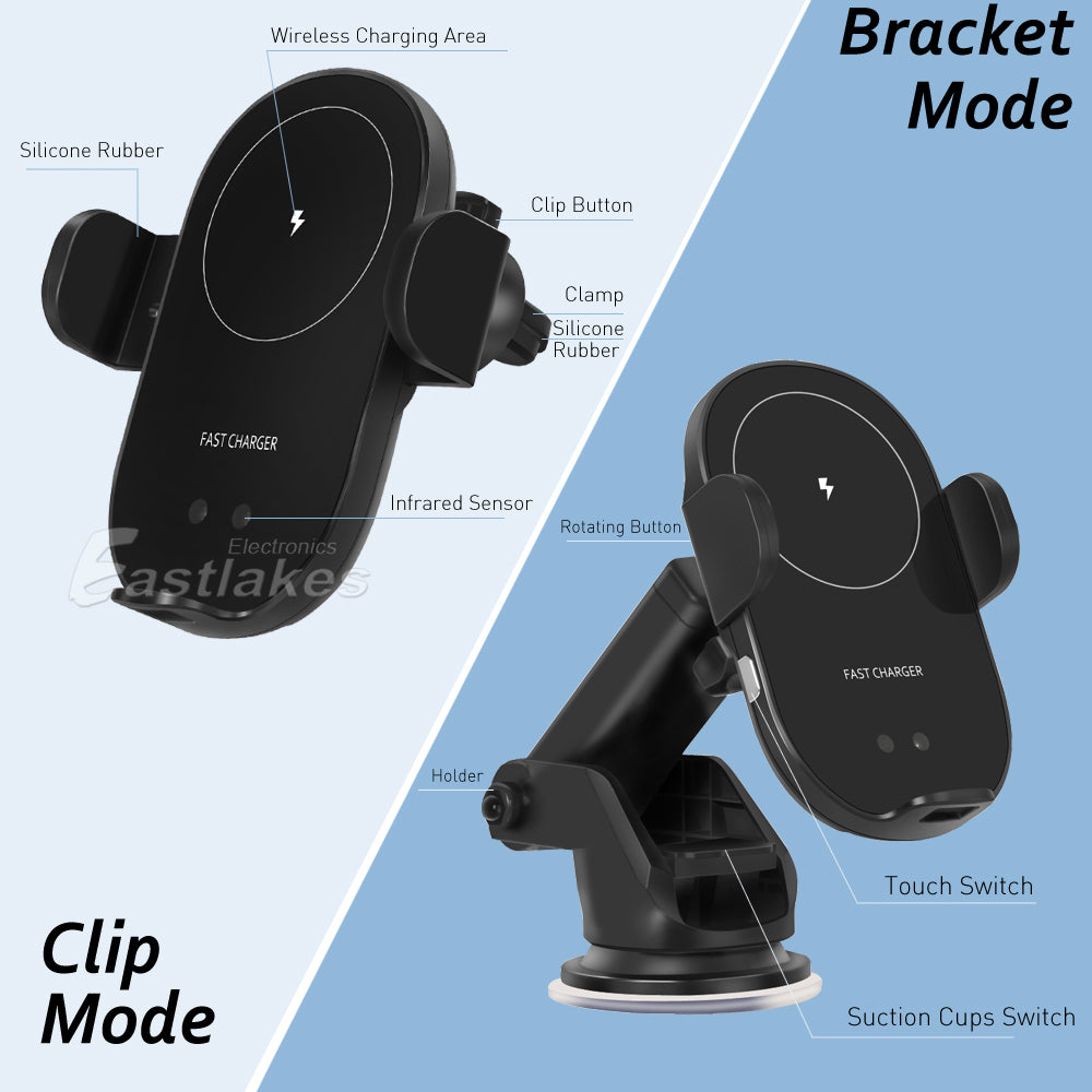 Qi Wireless Charger Phone Car Holder - Eastlakes Electronics