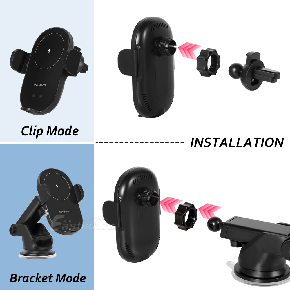 Automatic Clamping Wireless QI Car Charge Charger Mount Air Vent Phone Holder - Eastlakes Electronics