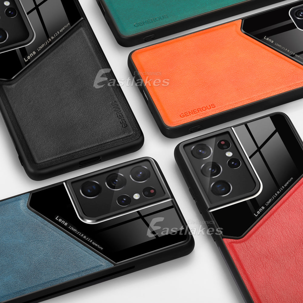Samsung Galaxy S21 S22 Series Case Leather Shockproof Case W/ Magnetic Holder - Eastlakes Electronics
