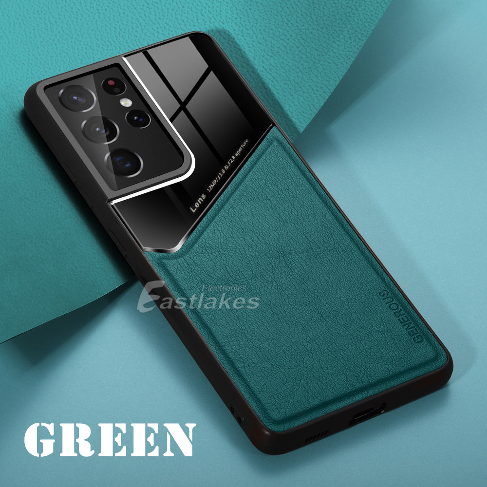 Samsung Galaxy S21 S22 Series Case Leather Shockproof Case W/ Magnetic Holder - Eastlakes Electronics
