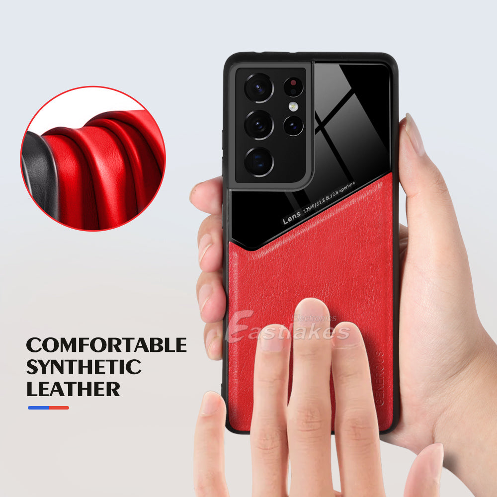 Samsung Galaxy S21 S22 Series Case Leather Shockproof Case W/ Magnetic Holder - Eastlakes Electronics